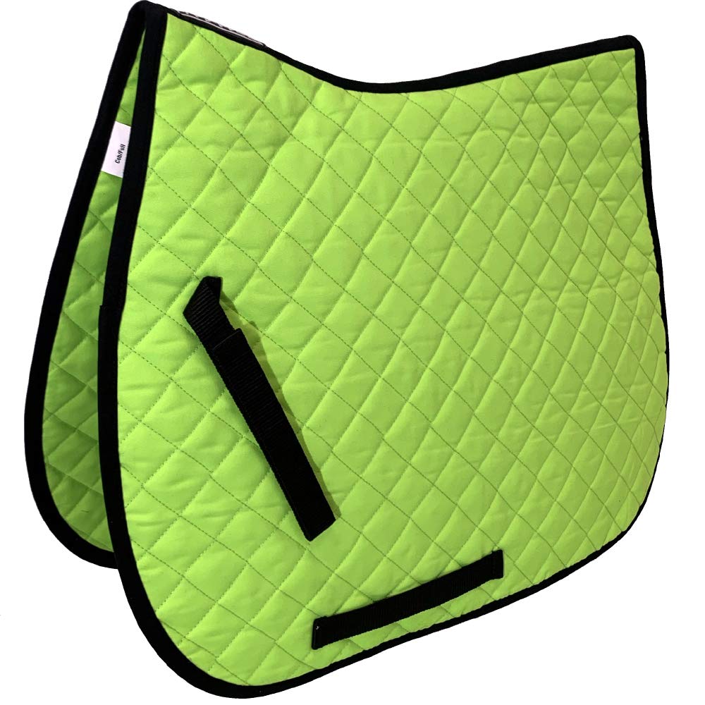 ASTILE EQUESTRIAN SADDLE PADS GENERAL PURPOSE SADDLE PADS NUMNAH QUILTED (COB/FULL, NEON GREEN)