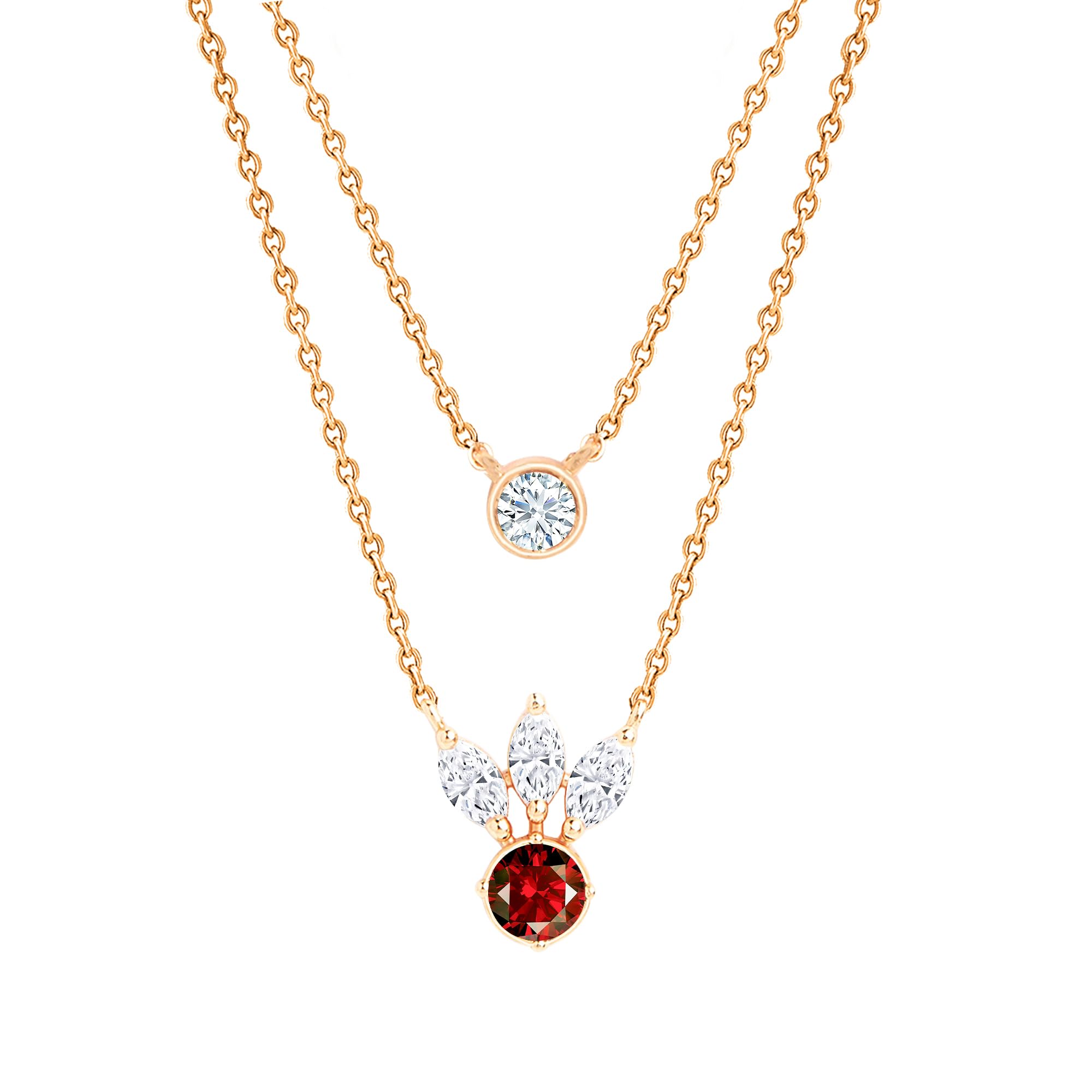 MINUTIAE Double Layered Red Ruby Crystal Pendant Necklace for Girls And Women with Extendable Chain Fashion Jewellery(Rose Gold Plated) (B0CTNBK8KR) Amazon Price History, Amazon Price Tracker
