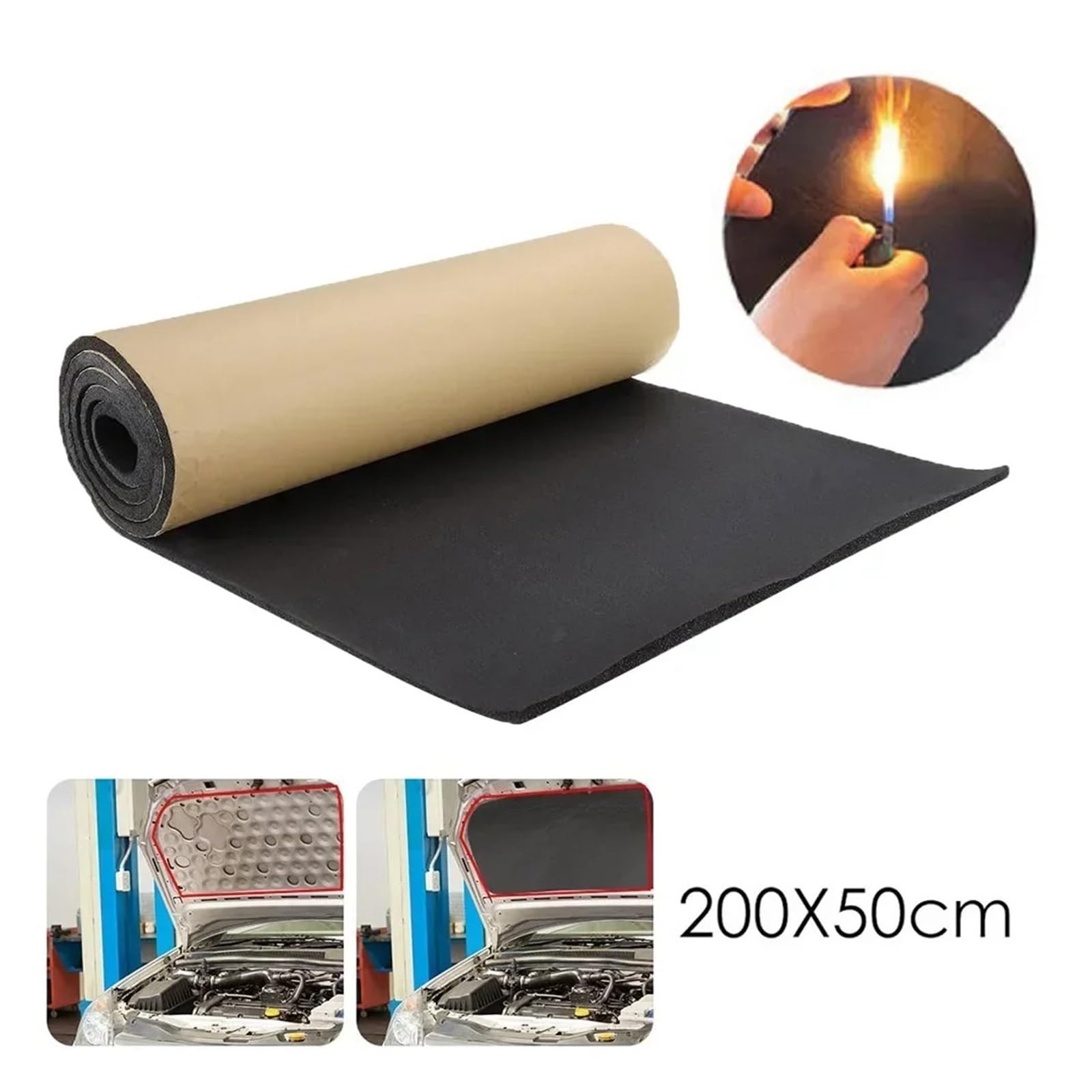 Aislamiento Capó Motor Alfombrilla Insonorizante Coche 3/6/10 Mm Absorción Ruido Aislamiento Térmico Insonorización 200 X 50 Cm Para Capó Motor Puerta