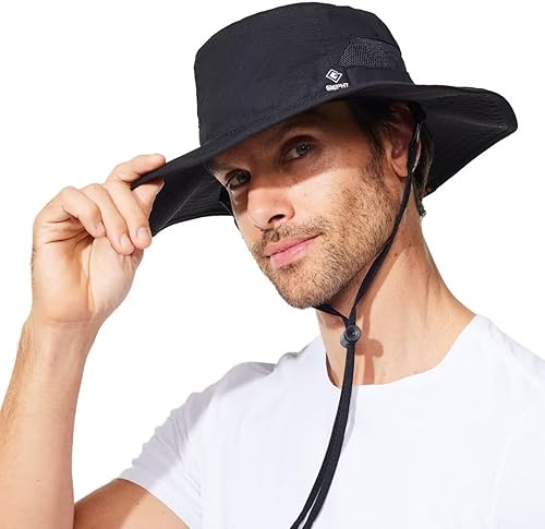 G GIEPHT Sombrero de pesca para hombre, sombrero de sol de ala ancha, protección UV SPF XL, XXL, tamaño grande, cabeza grande, senderismo, playa,