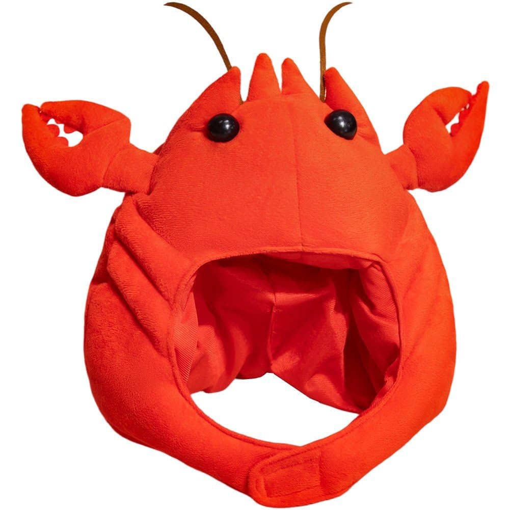 Sslvya Funny Lobster Hat for Halloween Novelty Ocean Animal Cap Dress Up Cosplay Headgear for Adults Party Headwear Photo Props