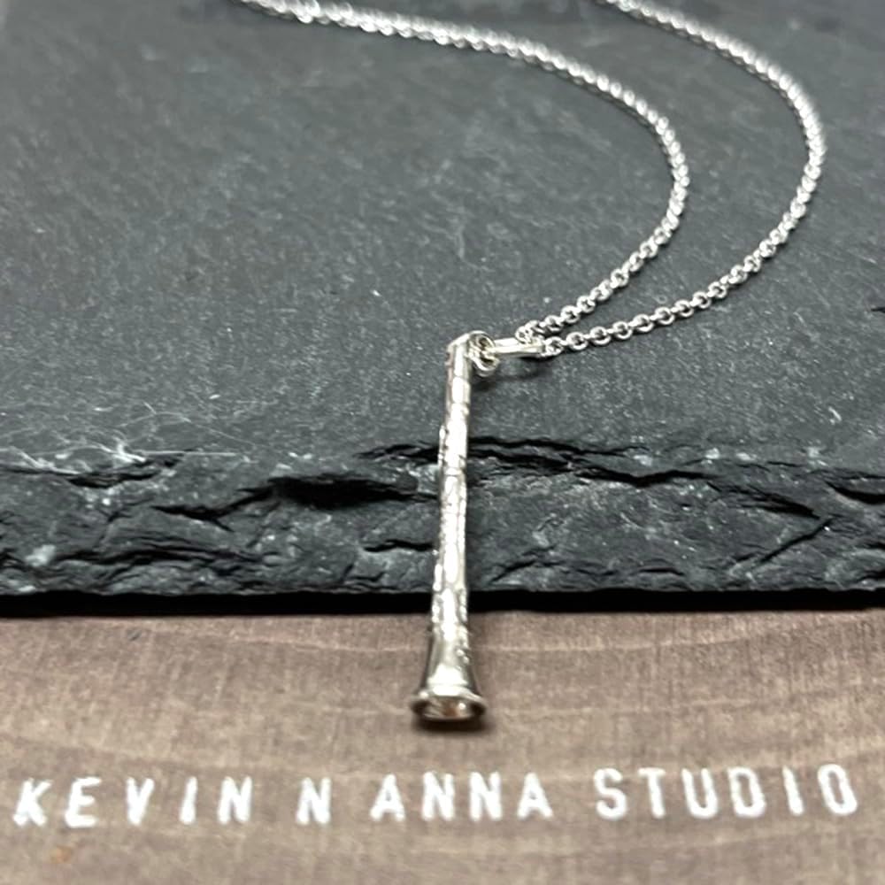 KEVIN N ANNA Sterling Silver 3D Clarinet Charm Necklace, 18" - Image 4