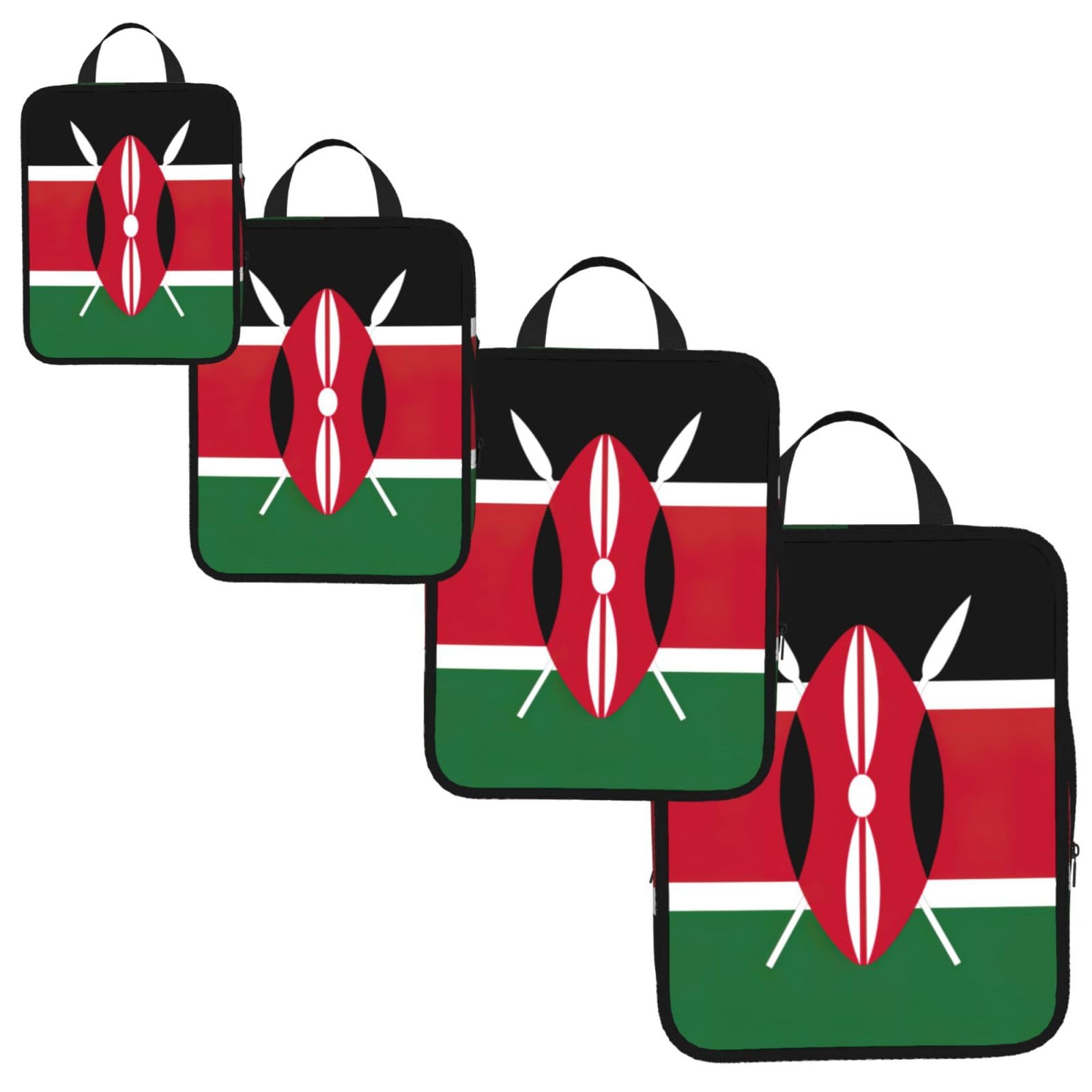 Flag of Kenya Print 4 Set Compression Packing Cubes for Suitcases,Expandable Storage Bags Organizers