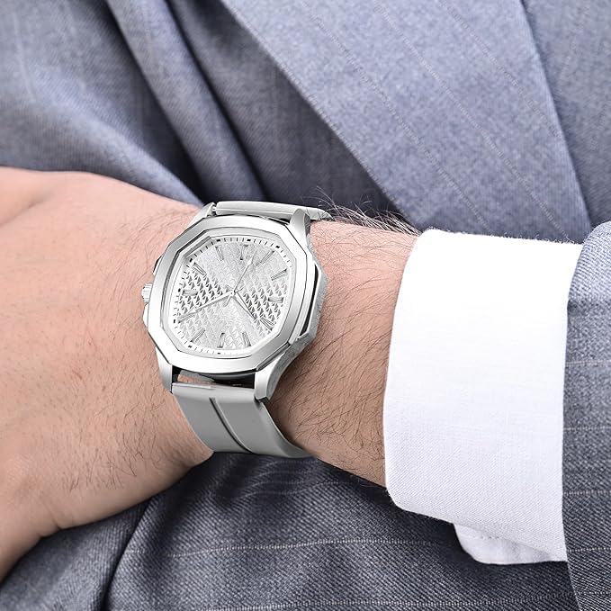 Image of styledose Minimalist dial Softest Adjustable Silicon Belt Quartz Analog Date Display Wrist Watch for Men