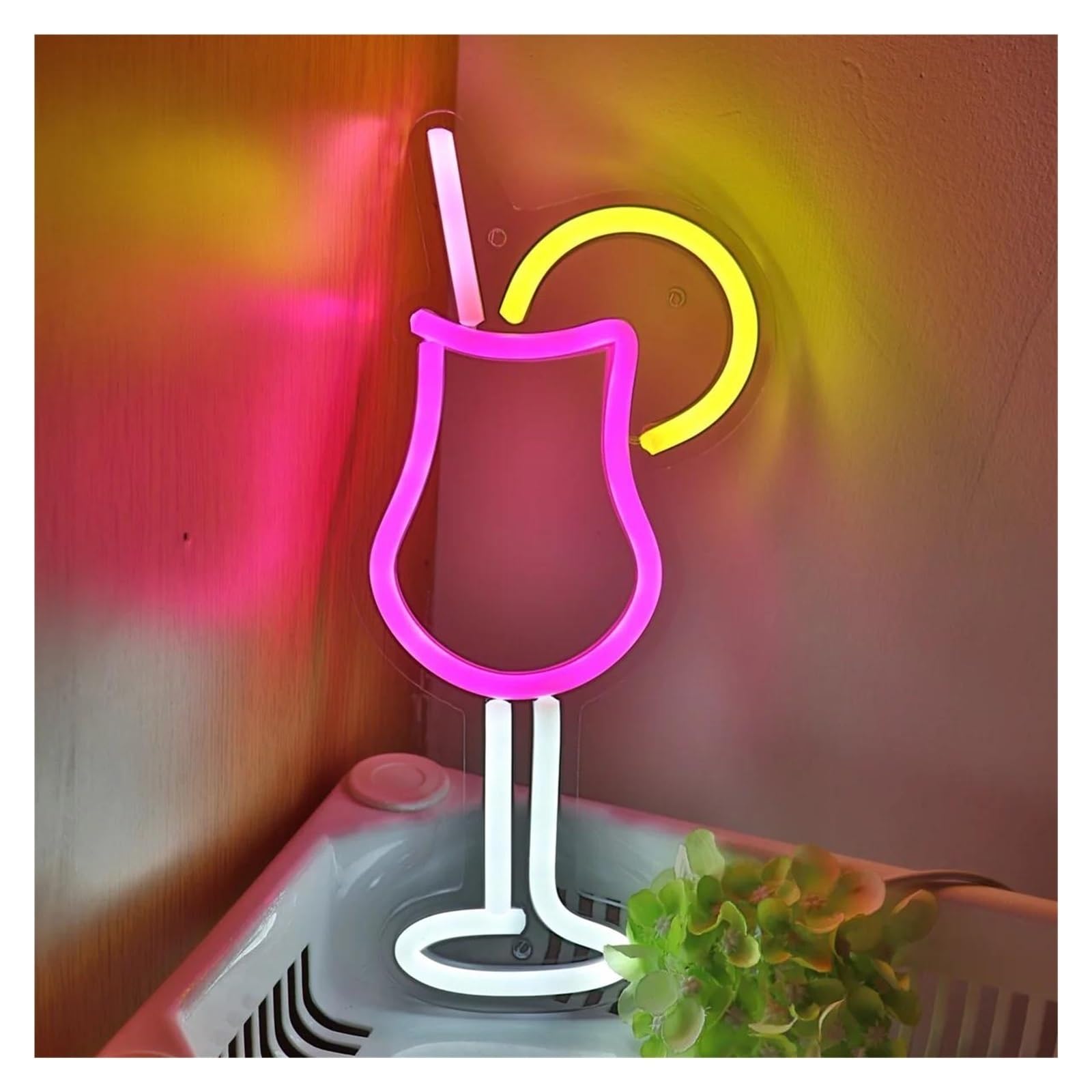 Bicchiere da cocktail con limone per insegna al per neon per luce per dimmerabile alimentazione per neon
