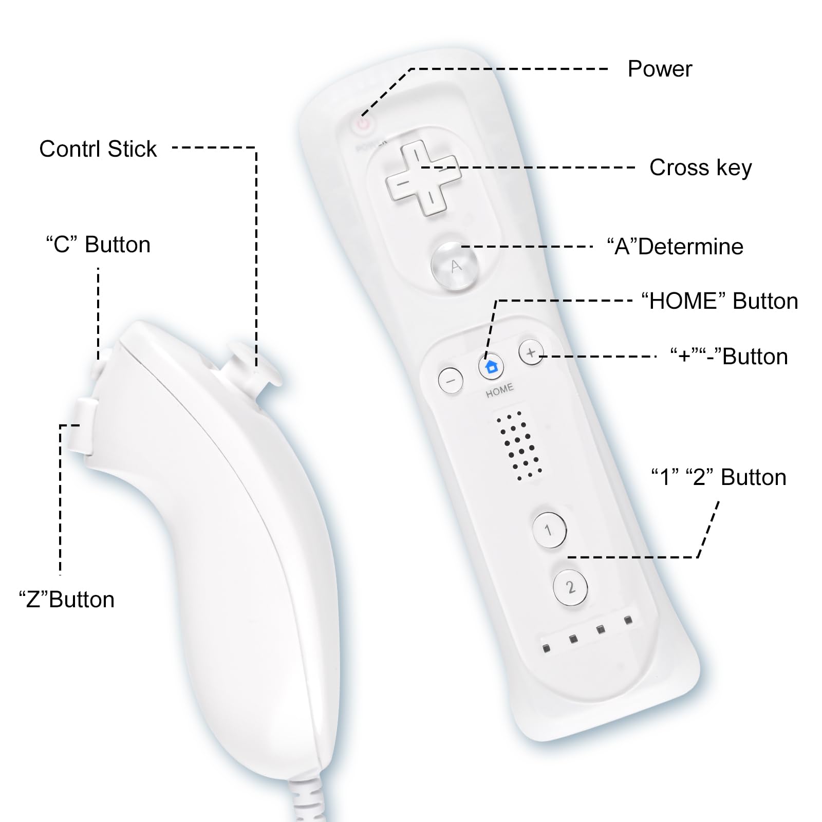 Funmo 2 in 1 Wii Controller remoto con controller Nunchuck Wii per Wii e Wii U con Custodia in Silicone e Cinturino da Polso