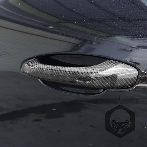 Miniatura 6 de Accesorios interiores de coche Fibra de carbono real Exterior manija de puerta Trim para Porsche Macan 14-20 modelos (con agujero de detección)