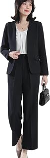 [Yino] イノ スーツ レディース セットアップ パンツスーツ 2点セット ジャケット＋ワイドパンツ 体型カバー 洗える 着瘦せ おしゃれ 女性らしい ママ 通勤 入学式 卒業式 面接 通年