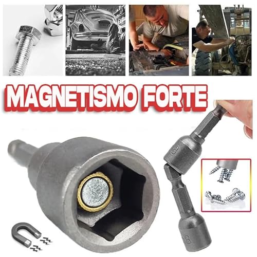 Kit Jogo Soquete Magnetico Sextavado Parafusadeira 12 Unidades