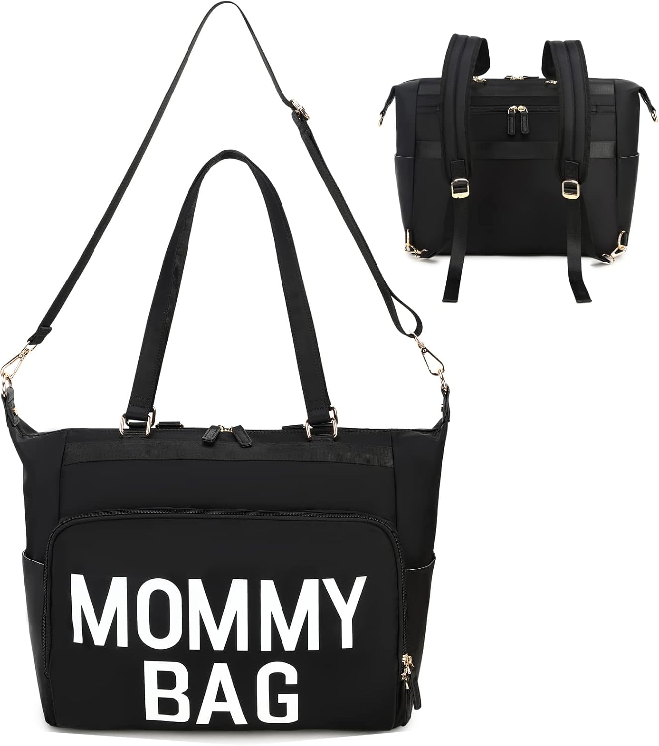 LORADI Convertible Diaper Bag Tote, WaterResistant Diaper Backpack, 14 Pockets