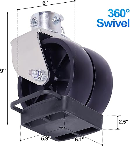 Miniatura 16 de Rueda de remolque con pasador, rueda doble de 6 pulgadas, capacidad de rueda de 2000 libras, se adapta a cualquier gato mejor suave piezas