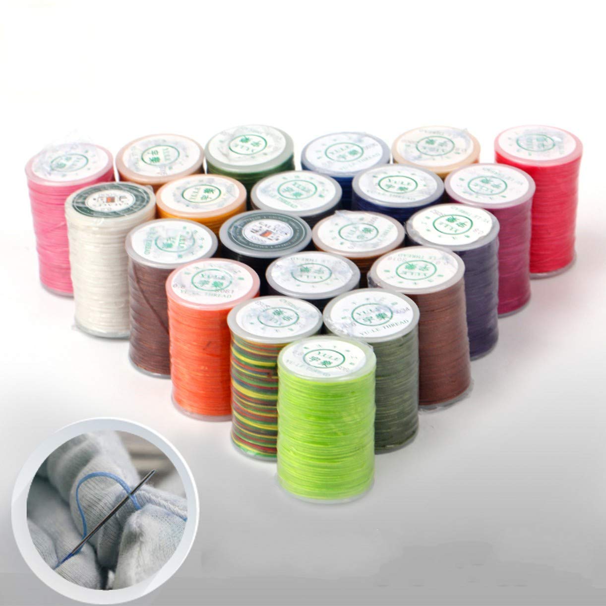 ZHONGJIUYUAN 20 mini rotoli di cuoio cerato filo filo di cuoio artigianale filo filo di cotone filo filo di cuoio cucito strumento fai da te materiale (colore casuale)