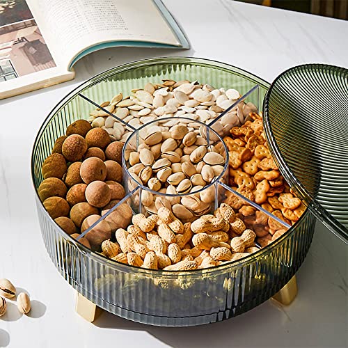 Macimo 1 Piece Three-Layer Rotating Light High-Grade Bowl Home Melon Seeds Dried Storage Box Green #TOP5