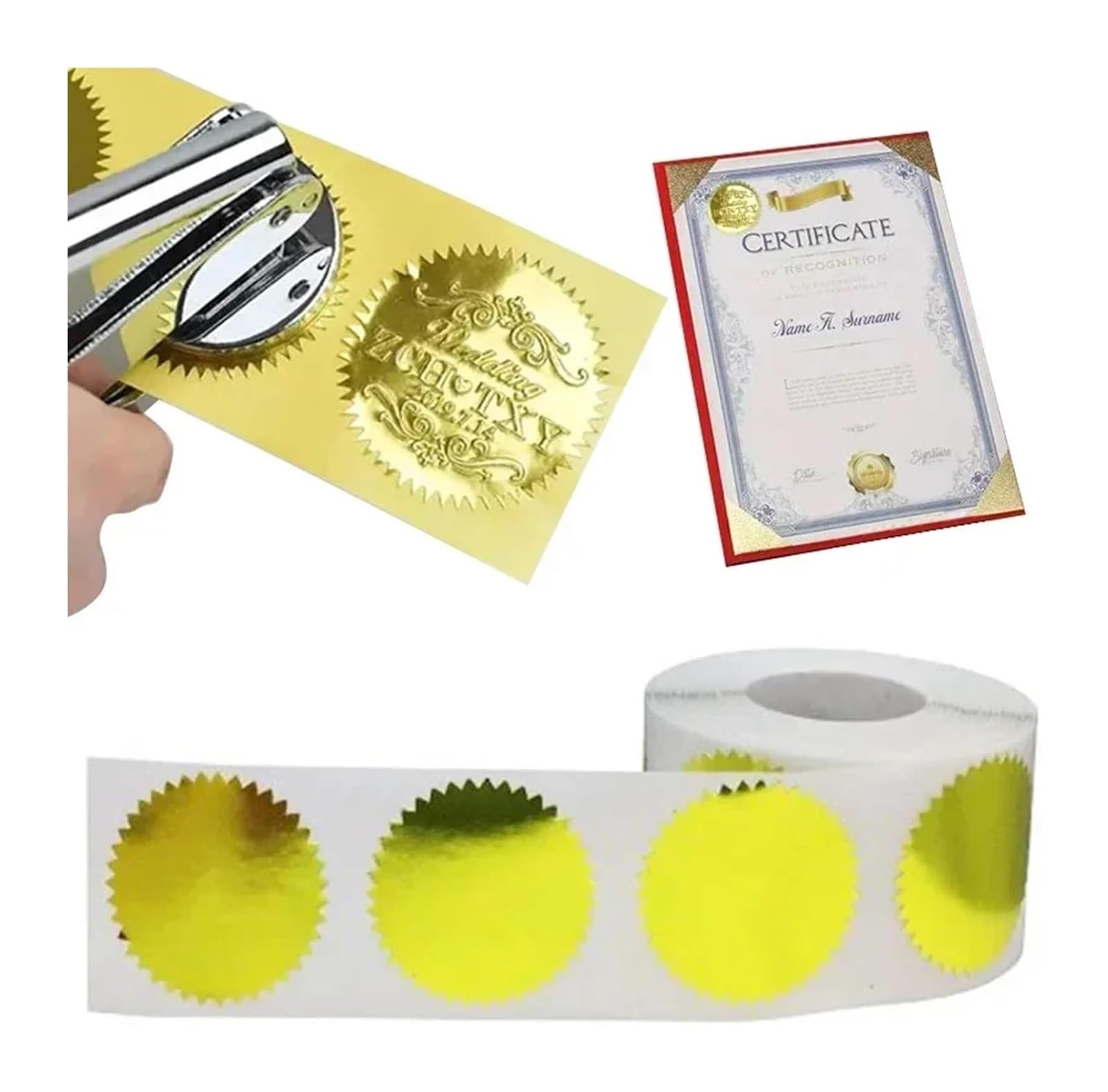 sigillo di confezione adesivo, Adesivi con timbro in rilievo rotondo multicolore da 5 cm, confezione 500(Green)
