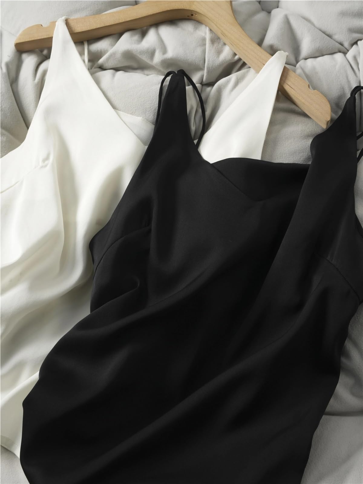 Camisola SóLida BáSica Chaleco Informal for Mujer de satén elástico Seda Morera Natural, versátil, con Cuello en V y Color Liso para Niña Camisola