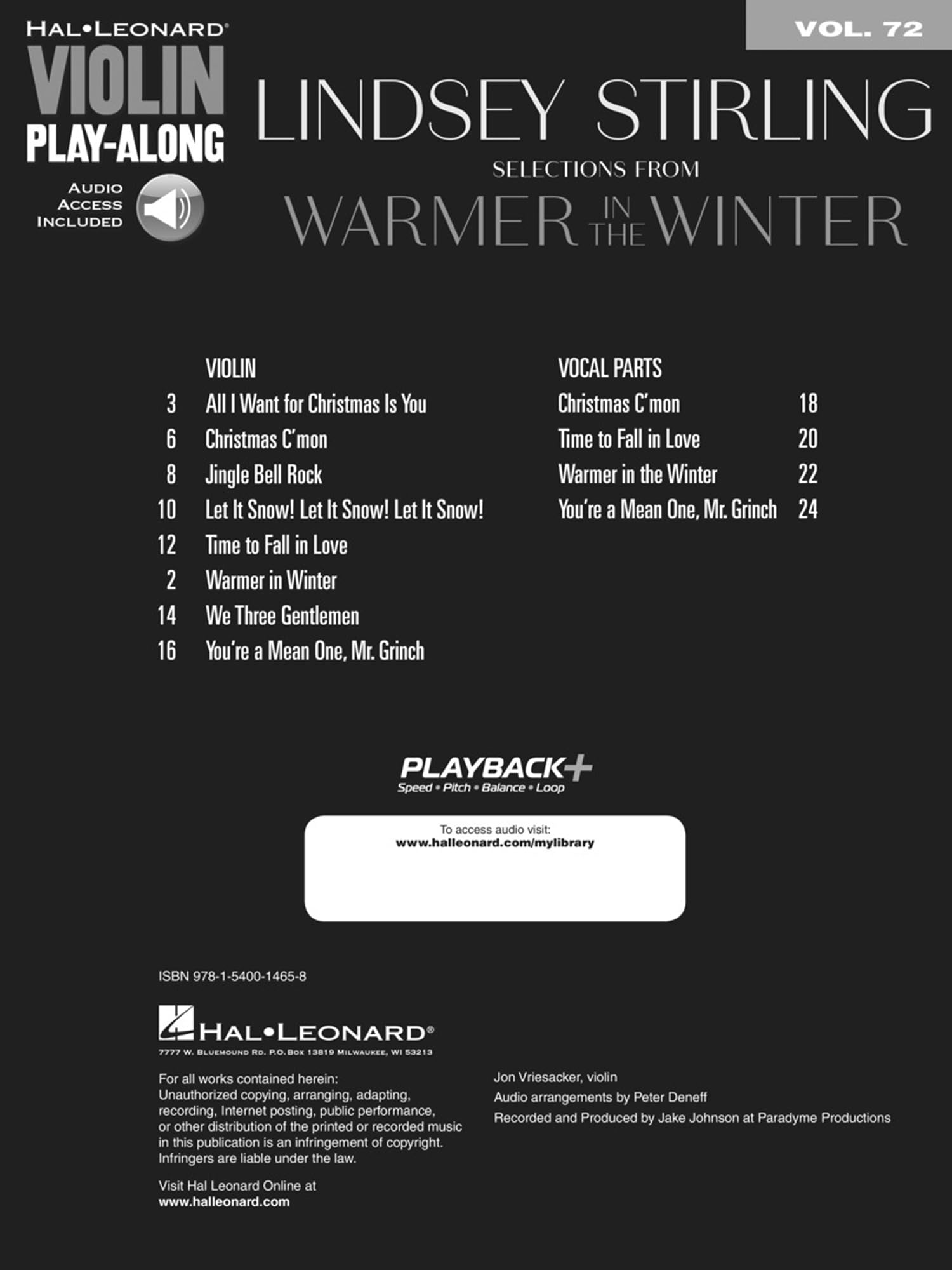 Lindsey Stirling Selections from Warmer in the Winter (Hal-Leonard Violin Play-along, 72)