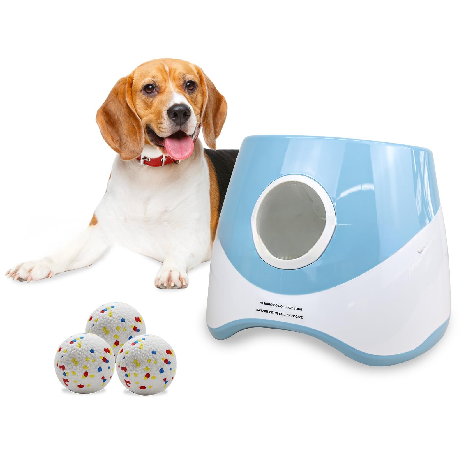 Lanceur de balles automatique pour chiens rechargeable USB avec 3 balles intérieurs extérieurs