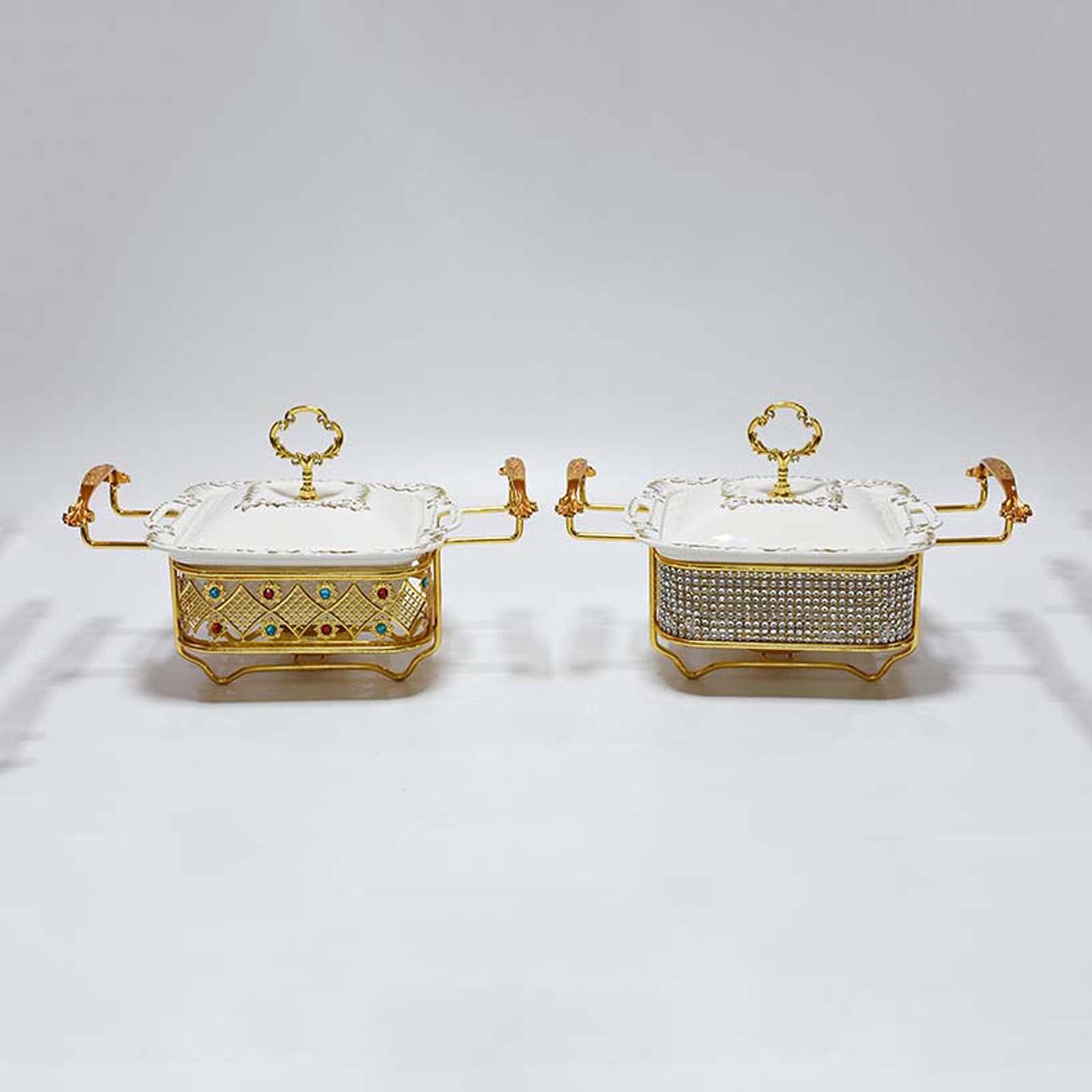 Scaldavivande a Buffet, Stufa a Buffet Quadrata in Ceramica, con Coperchi in Ceramica per Pentole in Ceramica, Stoviglie per Pentole Asciutte per Zuppe per Uso Domestico Multiuso,A,1.2L