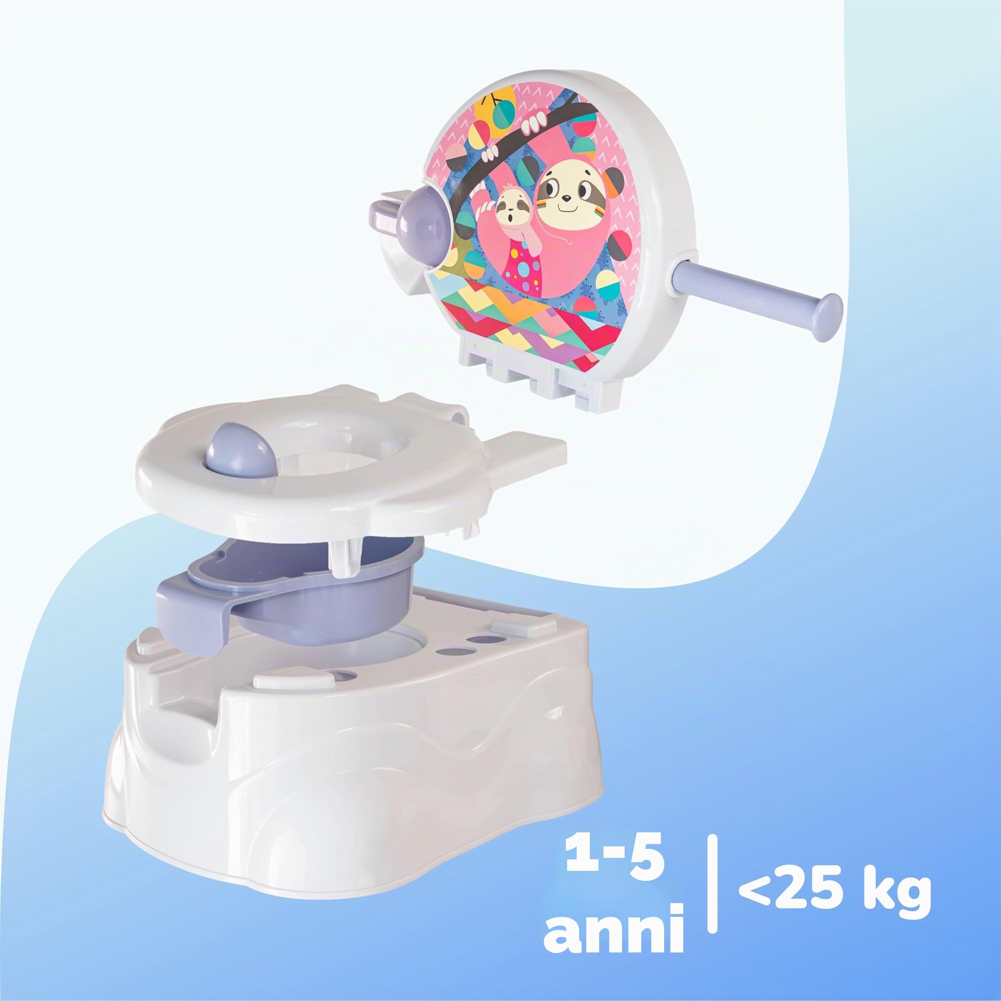 GalPat Baby Vasino Baby 3 in 1 – WC per bambini con musica quando cade urina – Include riduttore WC – Porta rotoli di carta – Simulatore cisterna – Contenitore rimovibile (Rosa)
