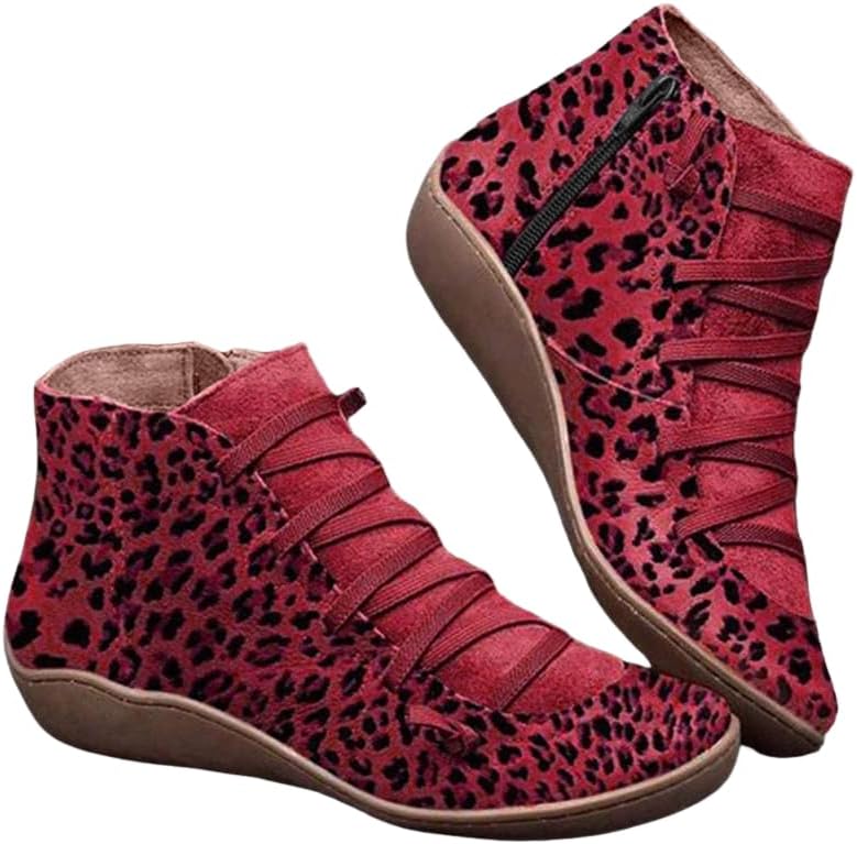 Colorblock Retro Ethnic Style Casual Boots, Non-Slip Women's Shoes Side Zipper Hiking Boots Fashionable Off-Road Boots