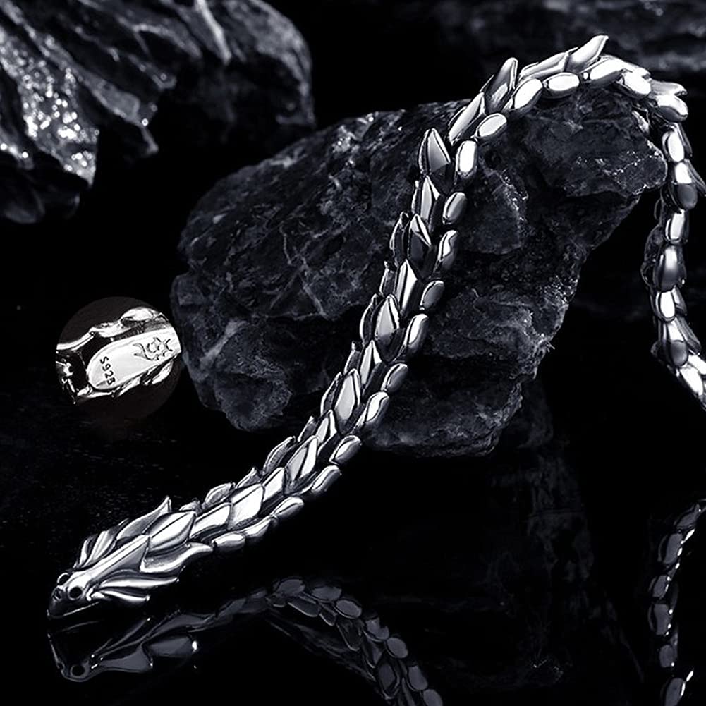 YABEME 925 Sterling Silber Wikinger Keltischen Drachen Armband Vintage-Stil Nordischen Amulett Schmuck Männer Manschette Armreif