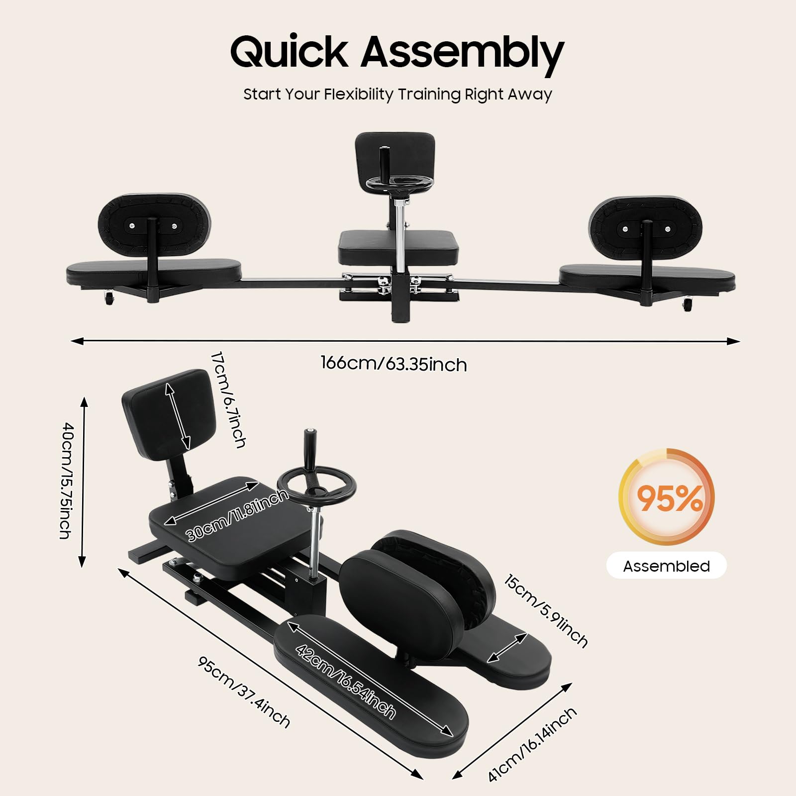 Spagattrainer per Allungare Gli Adduttori Fino a 200° - Spalancatore per Gambe Con Manovella Girevole - per Balletto, Arti Marziali e Fitness