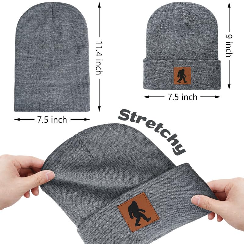 Image of Bigfoot Beanie for Men - Sasquatch Hat Winter Knit Cuffed Beanie for Women - Bigfoot Gifts for Christmas & New Year