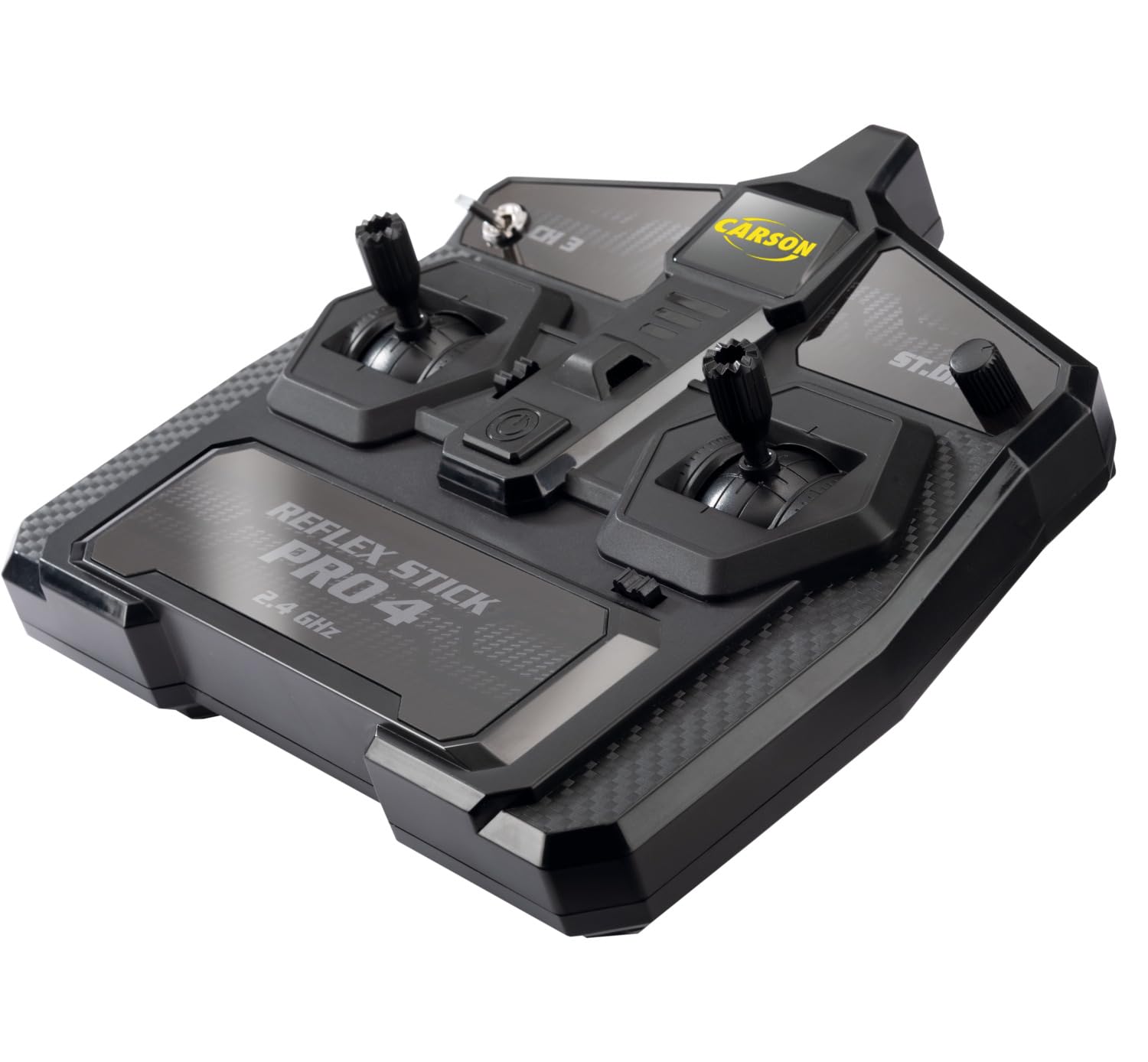 Carson FS 3K Reflex Stick Pro 4 - Telecomando RC, sistema a 3 canali da 2,4 GHz, controllo completamente proporzionale, Dual Rate, Failsafe, nero