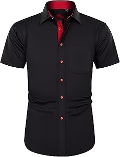 J.Ver Men's Short-Sleeved Casual Shirt with Pocket, Regular Fit Business Shirt, Easy to Iron, Modern Men’s Tops