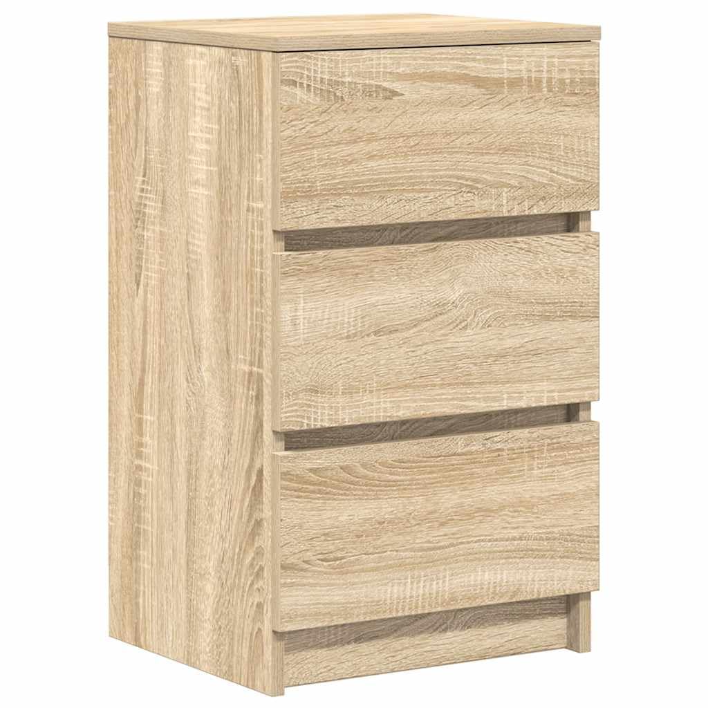 vidaXL Mesilla de Noche con 3 cajones Roble Sonoma 39x35x65 cm, mesilla de Noche, mesita Auxiliar para Dormitorio, Muebles de Dormitorio
