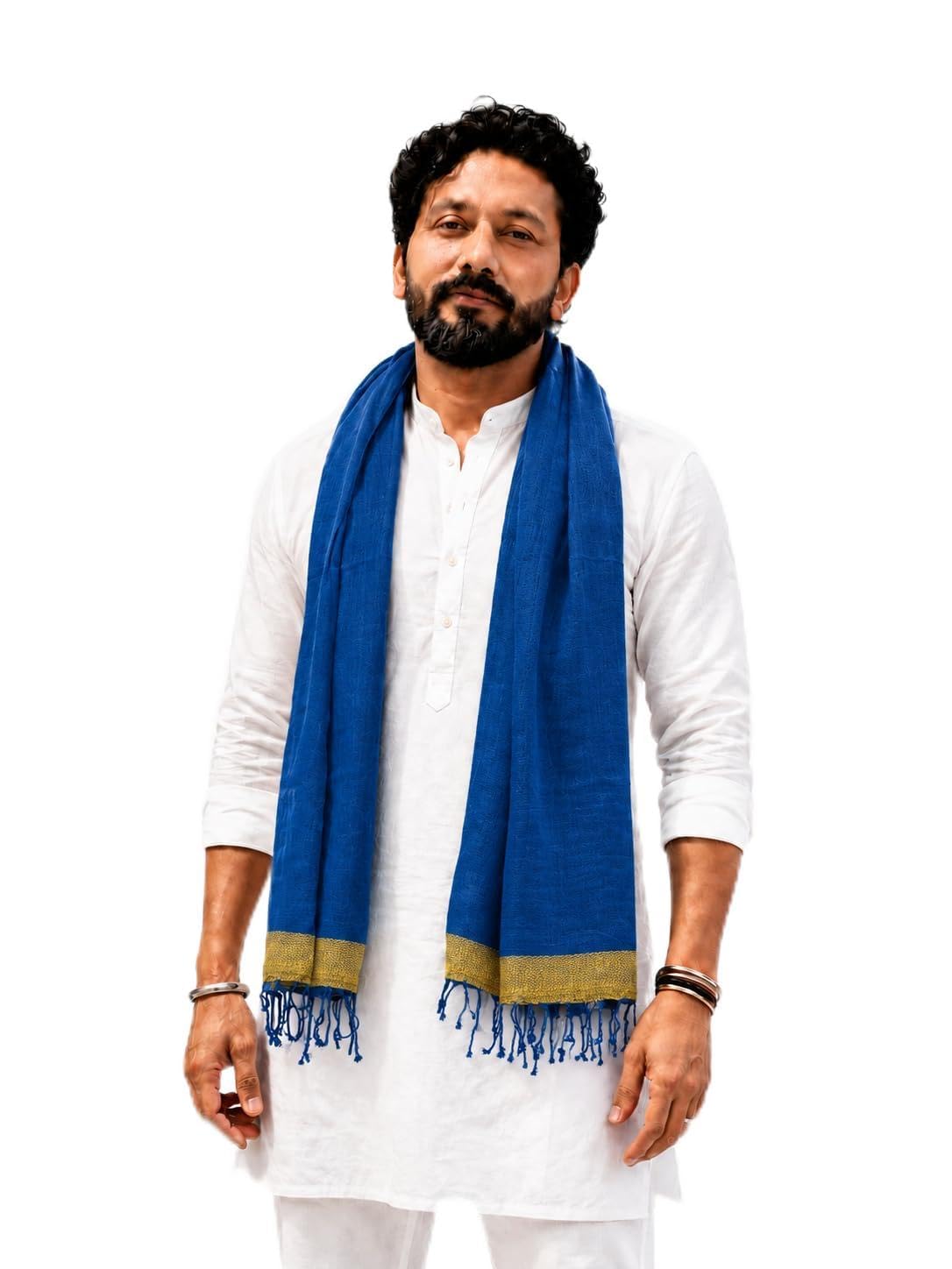 Men's Cotton Dupatta Stole Scarf, Multicolour, Handloom Crafted, Soft and Lightweight, Combo Pack of 5, for Kurta Pyjama Wear-picture-18