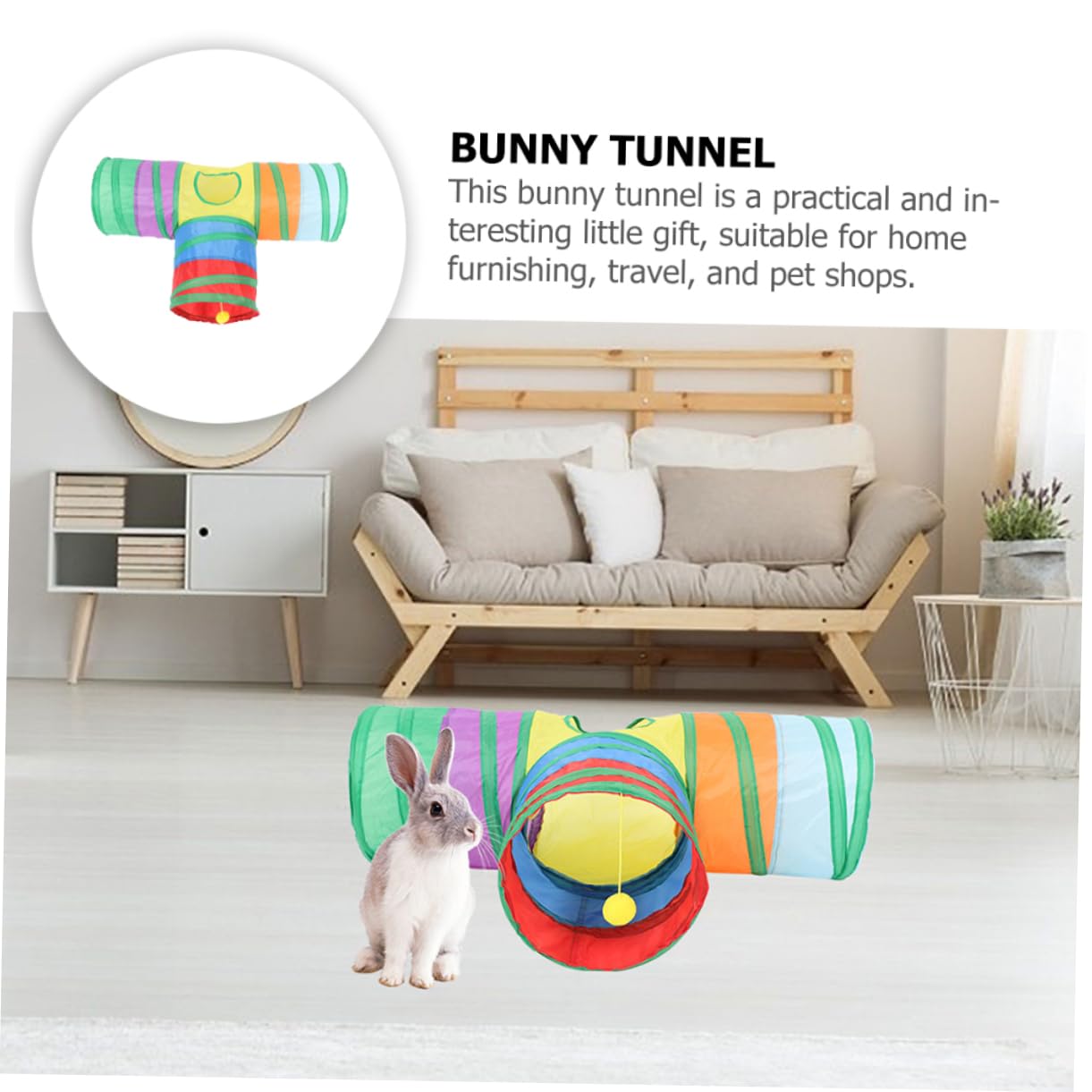 Abaodam Rabbit Tunnel Hamster Tube Plush Toy Bunny Indoor Playpen Hideout Scratch-Resistant Compact Design