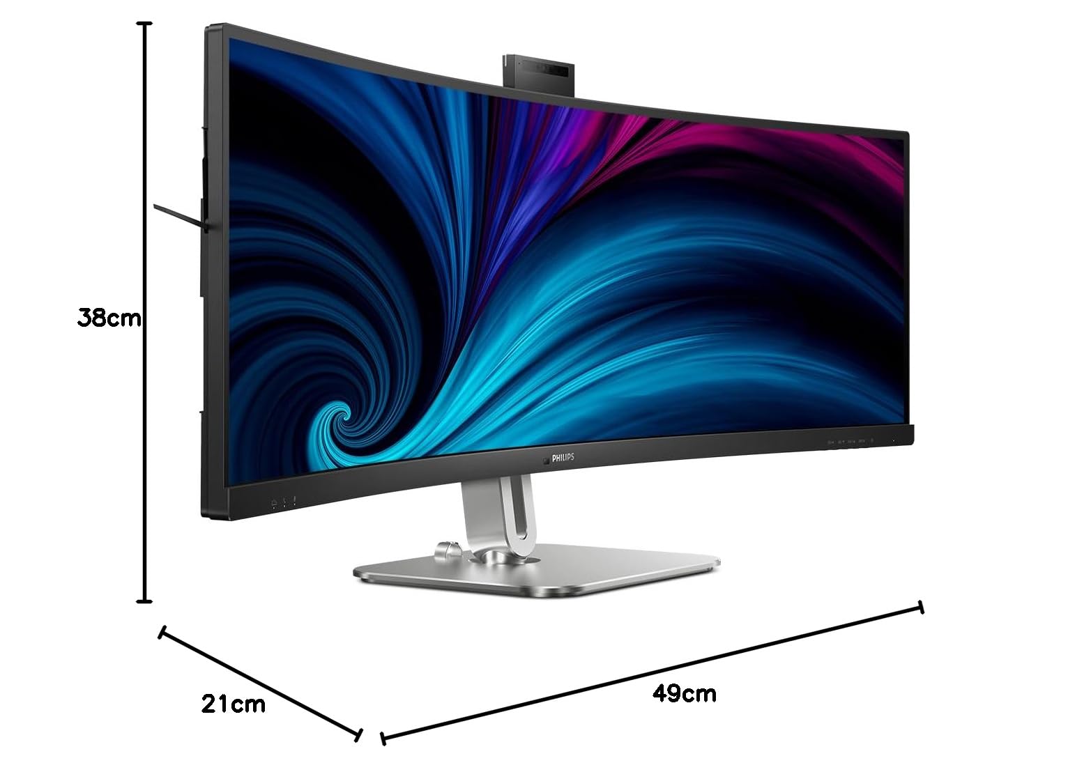 Philips Monitors 49B2U5900CH - curvo QHD da 49 pollici, 75 Hz, VA, 4 ms, HDR400, KVM, webcam, altezza regolabile, docking USB-C, altoparlante (5120 x 1440, HDMI 2.0 / DP 2.1/ USB-C 1)