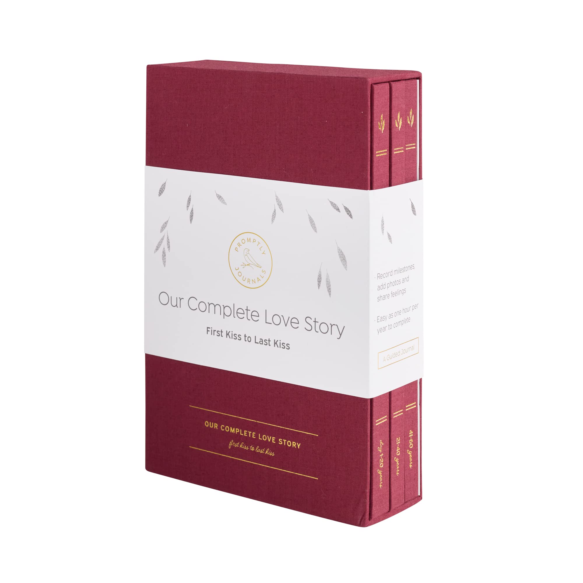 Promptly Journals, La nostra storia d'amore completa (Red Merlot), set di tre diari prompted