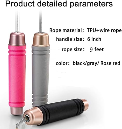 Miniatura 2 de Cuerda de saltar con peso, de alambre de poliuretano termoplástico, ajustable, con cómodo mango de espuma, para entrenamiento y fitness, para