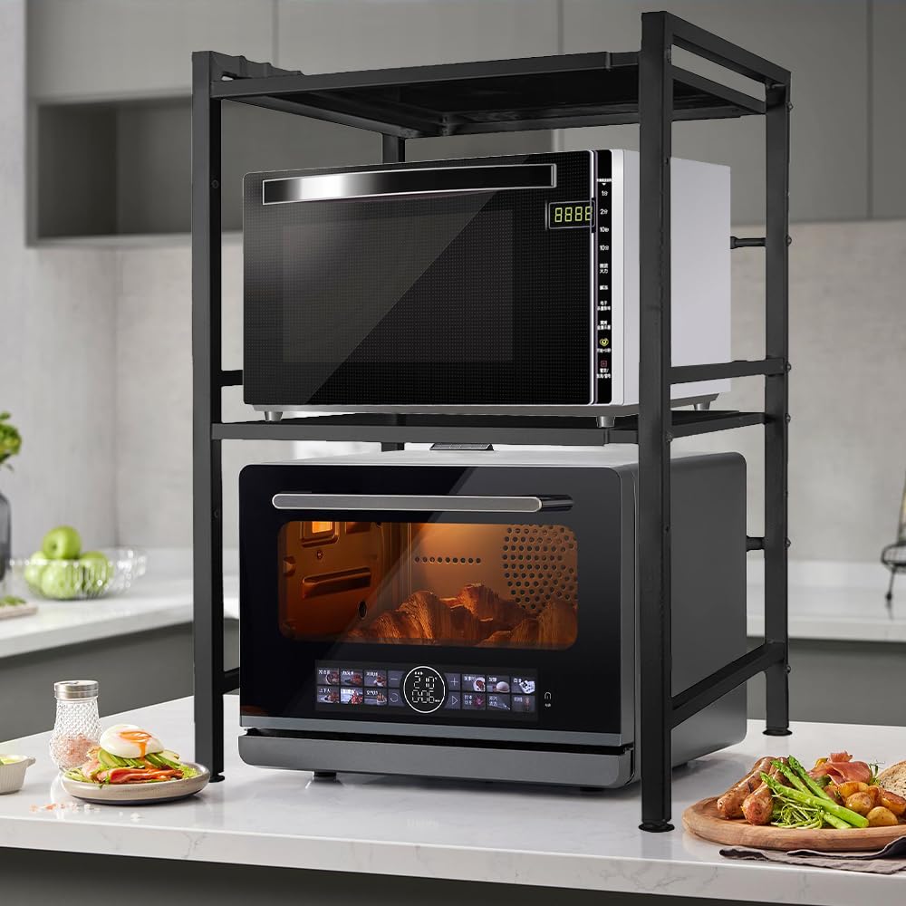 Supporto Allungabile Per Microonde - Rack Espandibile, Nero, 40-64 Cm, Portata 25 Kg - Foto 2