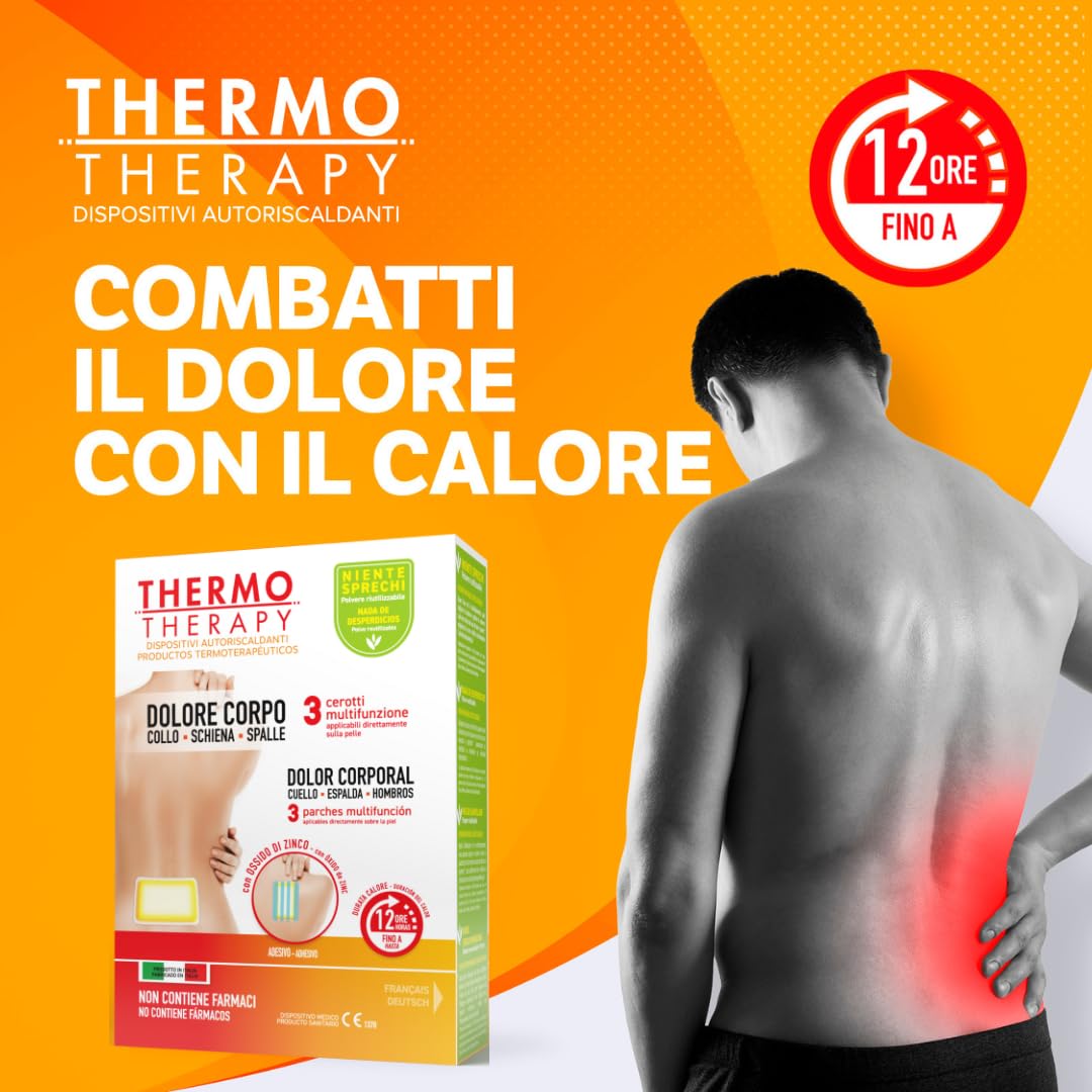 Cerotto Caldo Multifunzione Schiena e Spalle - Ideale per Alleviare i Dolori Muscolari - Calore Fino a 12 Ore - Formato: 3 Cerotti Multifunzione per Schiena e Spalle – Thermo Therapy