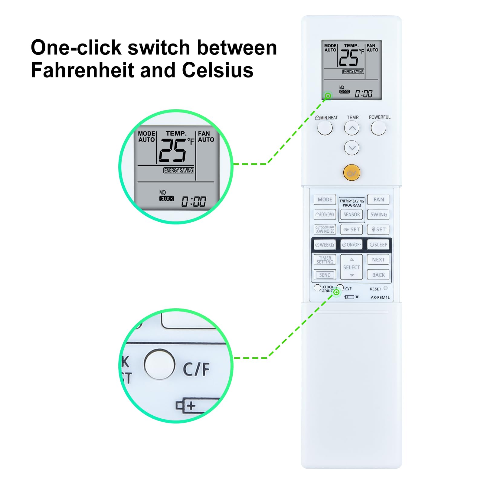 TCNOUMT For Fujitsu Air Conditioner A/C AR-REM1U AR-REM2E AR-REM5E AR-REM6E AR-REG1U AR-RED1U AR-REA1E AR-REA2E AR-REB2E AR-REF4E AR-REJ1E Air Conditioner Remote Control Replacement - Image 4