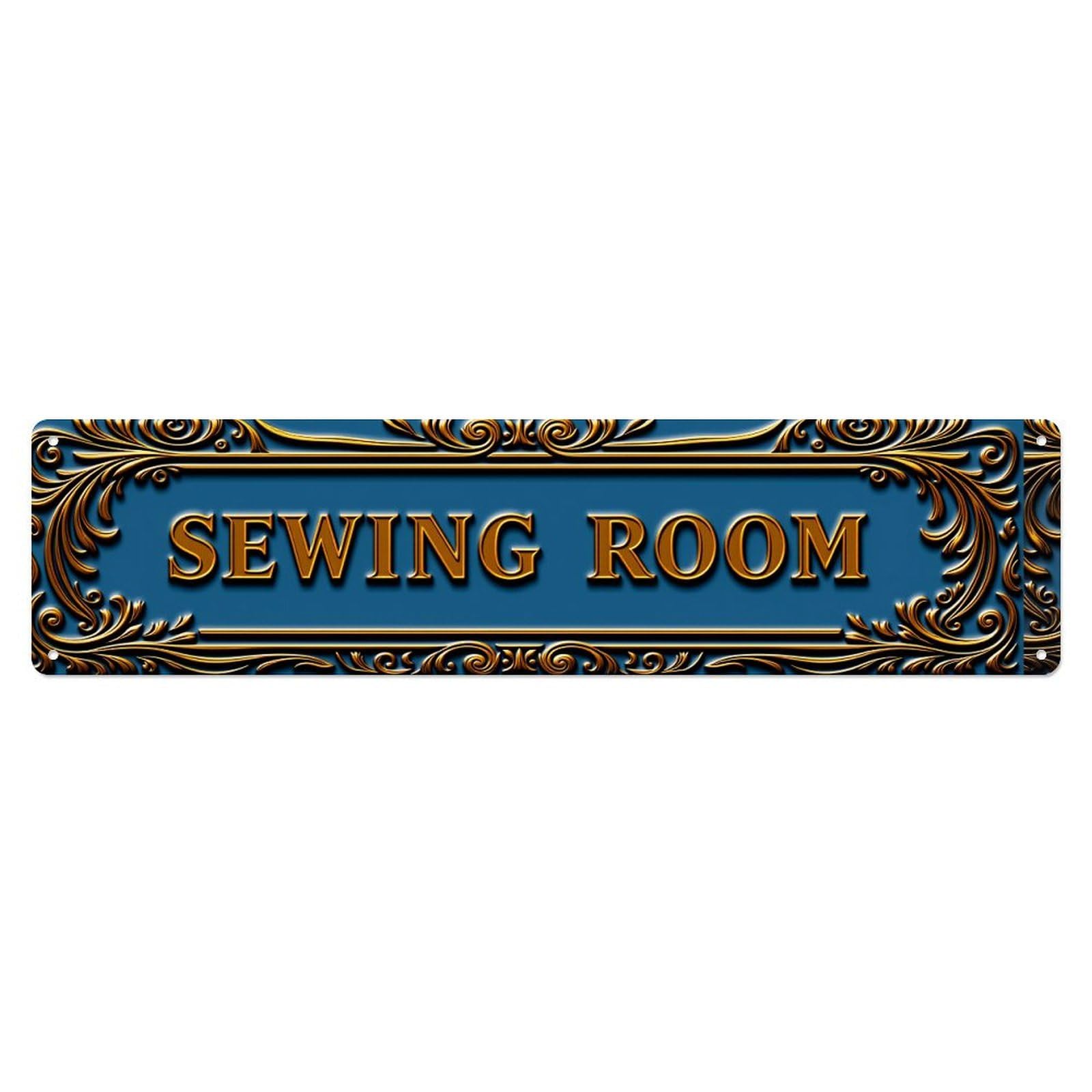 Ornate Frame Gold Text Blue Background Tin Sign Vintage Metal Poster Retro Bar, Home, Man Cave, Kitchen, Laundry Room Wall Art Decor Gift 4x16 Inch