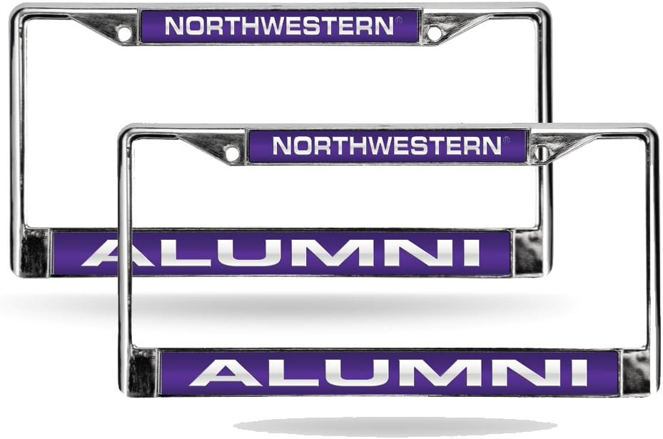 Northwestern Wildcats Alumni Chrome Metal Laser License Plate Frame - Set of 2 Frames