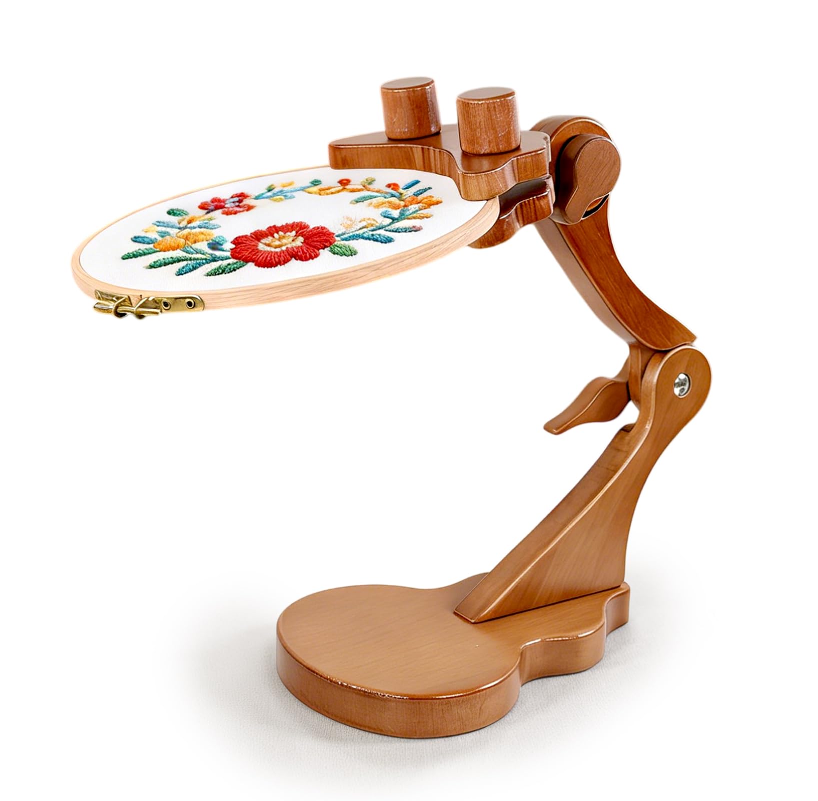 Bastidor de Punto de Cruz con Aro de Bordado, Soporte de Mesa Ajustable para Bordado, Port Aros de Bordado de Madera para Costura, Manualidades y Bricolaje