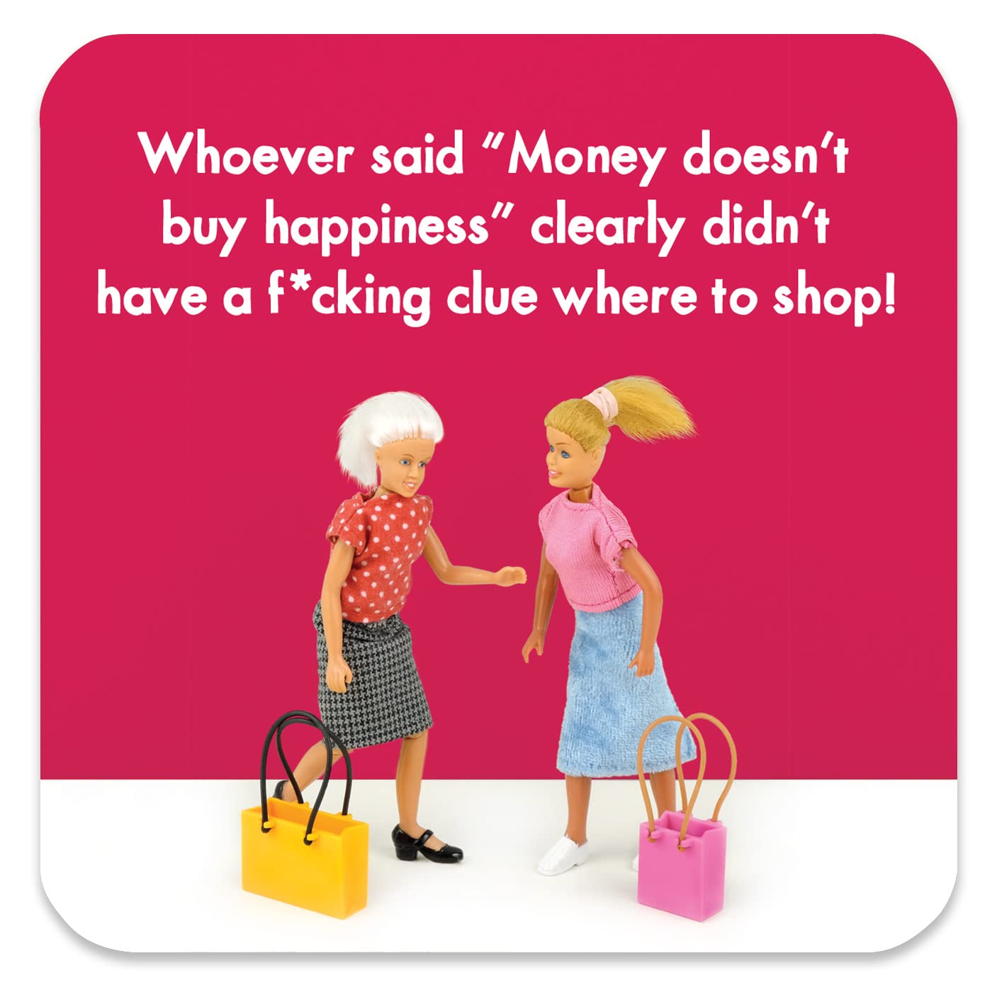 Brainbox Candy Women's Bold & Bright - Funny 'Money Doesn't Buy Happiness' Coaster - Small Gift Ideas For Her - Friends Birthday - Colleague Work Office - New Home Gift - Presents For - Sold By