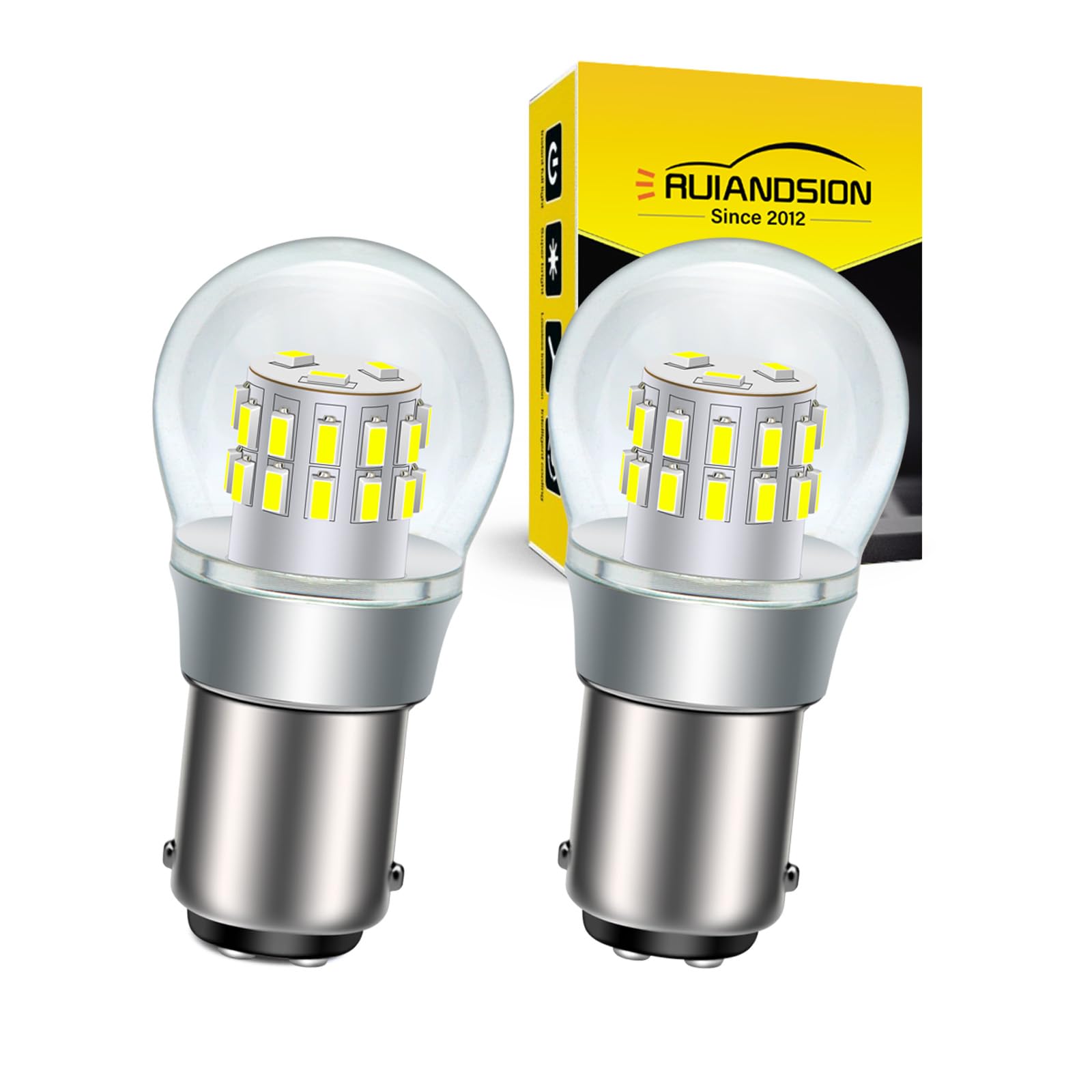 Ruiandsion BA15D LED 540lm Bianco per Camper Marine 6-30V 10 Pack | 27 chip 3014, tensione 6-30V, non polarizzato per DIY. Adatto a 1142. Confezione per barche e camper.