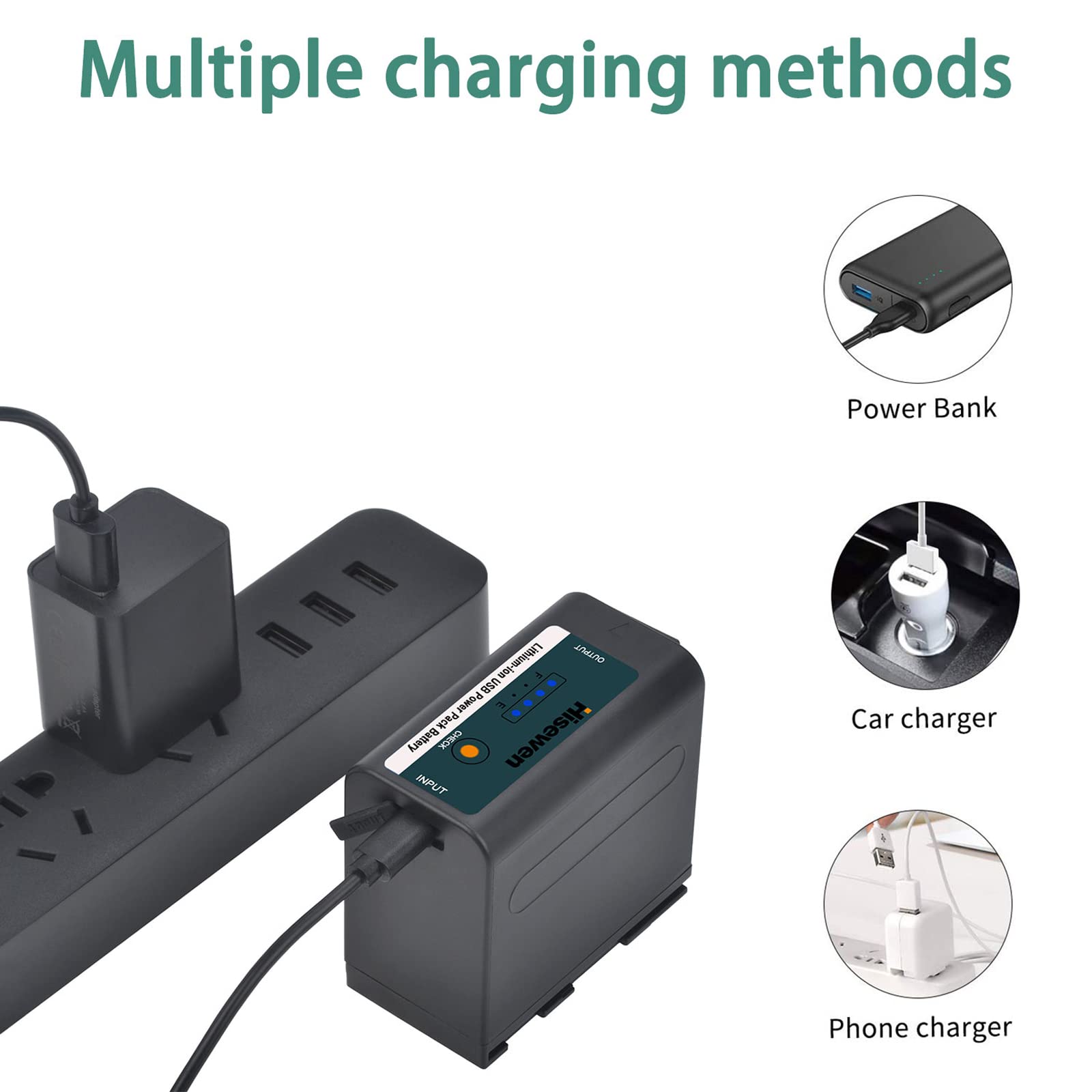 2 Batterie NP-F750 Con USB Per Sony YONGNUO Godox - Ricaricabile Via Micro USB, 5900 MAh, LED Indicator