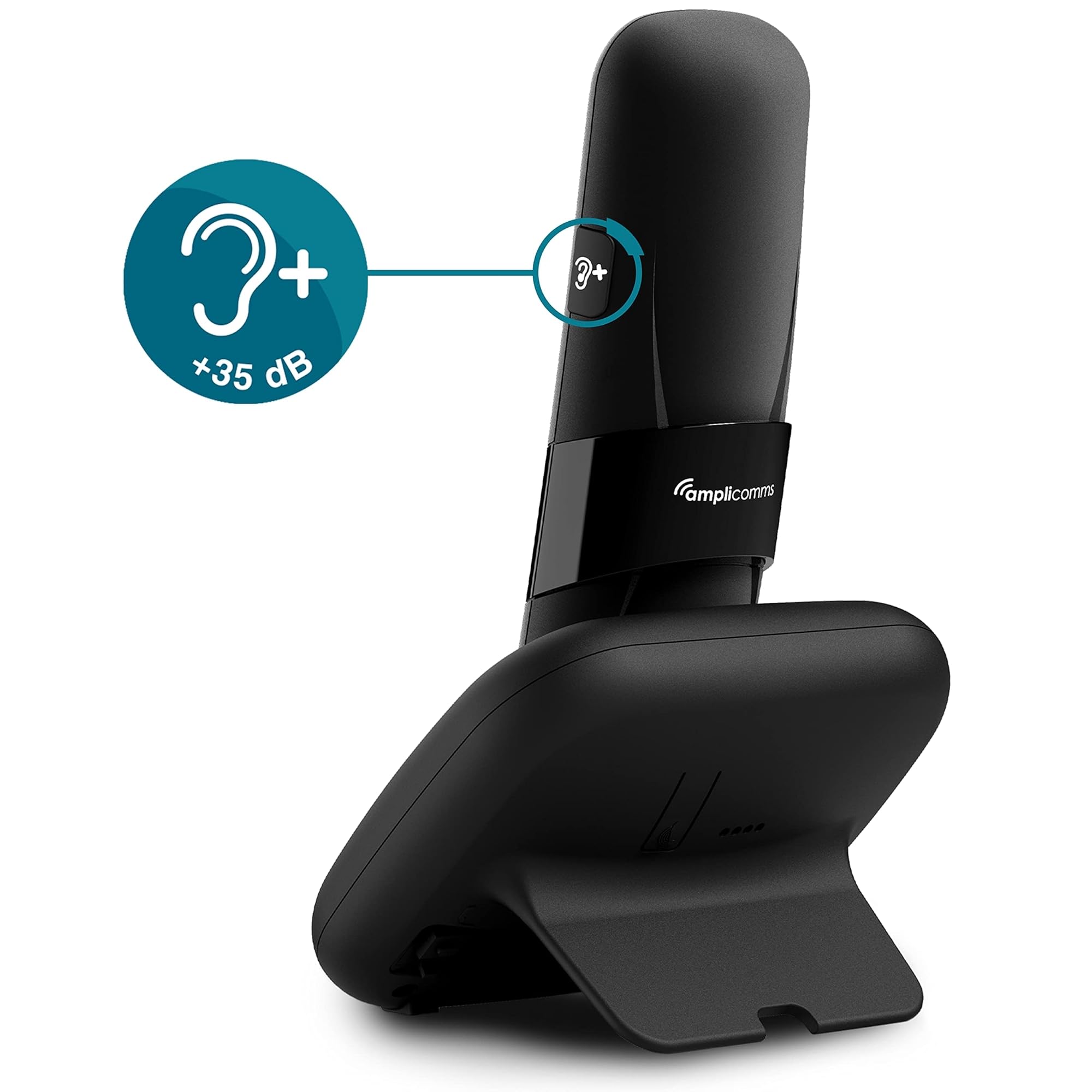 Amplicomms BigTel 1580 Combo DECT Großtasten Telefon, Anrufbeantworter, zusätzliches Mobilteil, Audio-Boost, extra Laute Klingeltöne, Hörgerätekompatibel, Schwarz