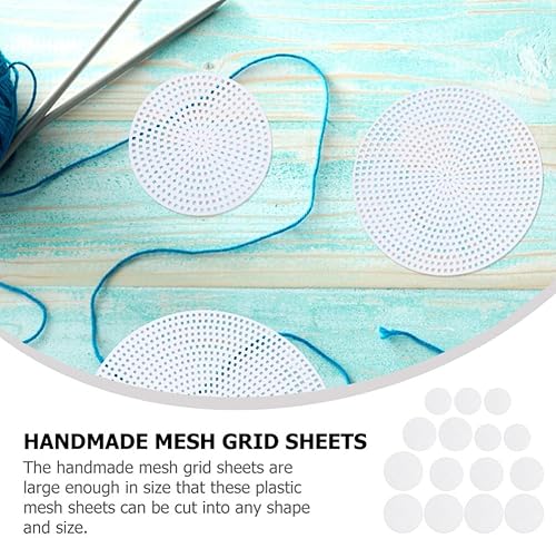 Miniatura 4 de 15 hojas redondas de lona de plástico de malla de punto de aguja de círculo blanco tapete de malla de lona en blanco para costura, suministros de