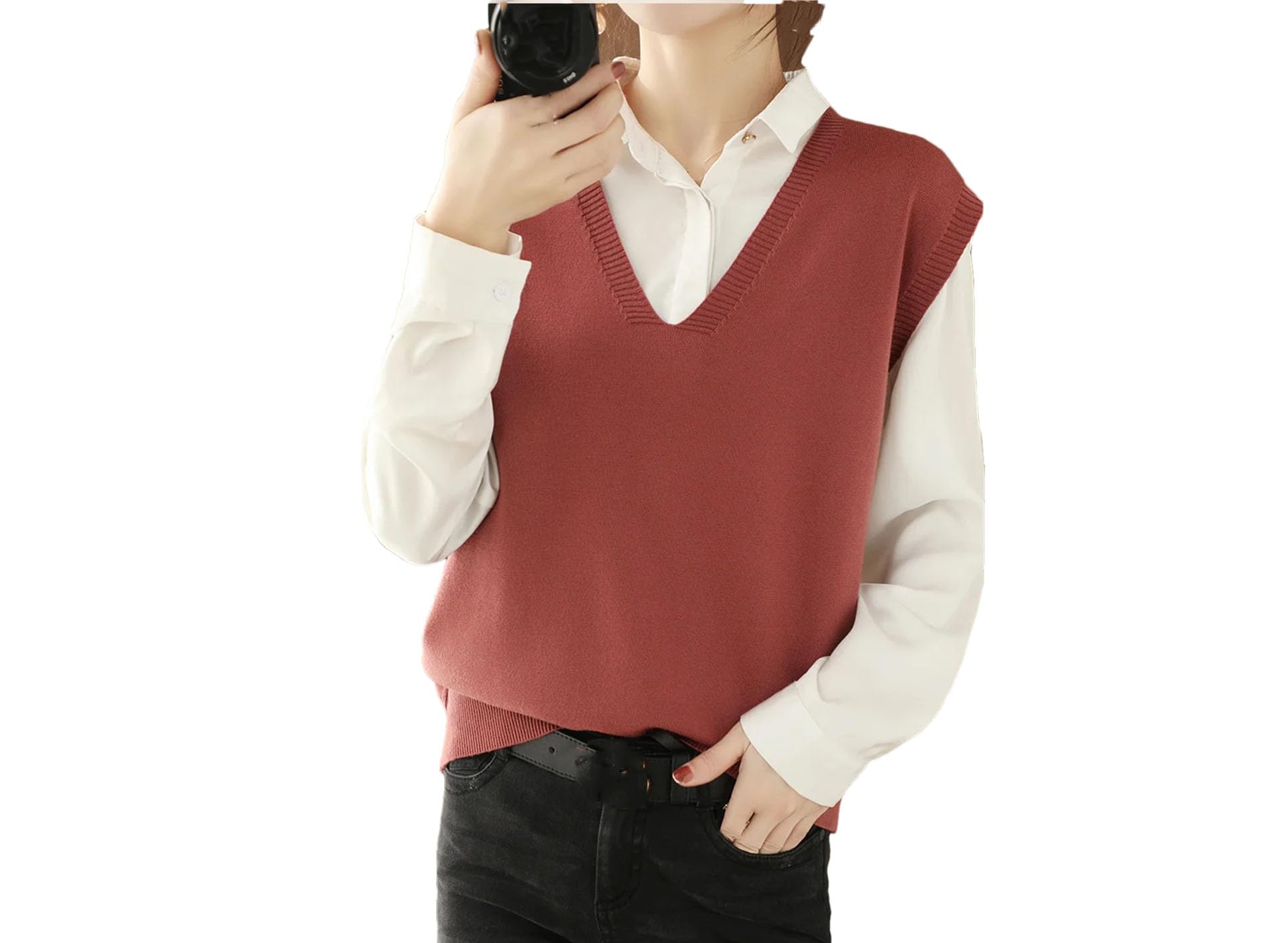 Maglieria da donna Top Maglioni senza maniche Gilet Maglia allentata Pullover senza maniche Gilet da donna