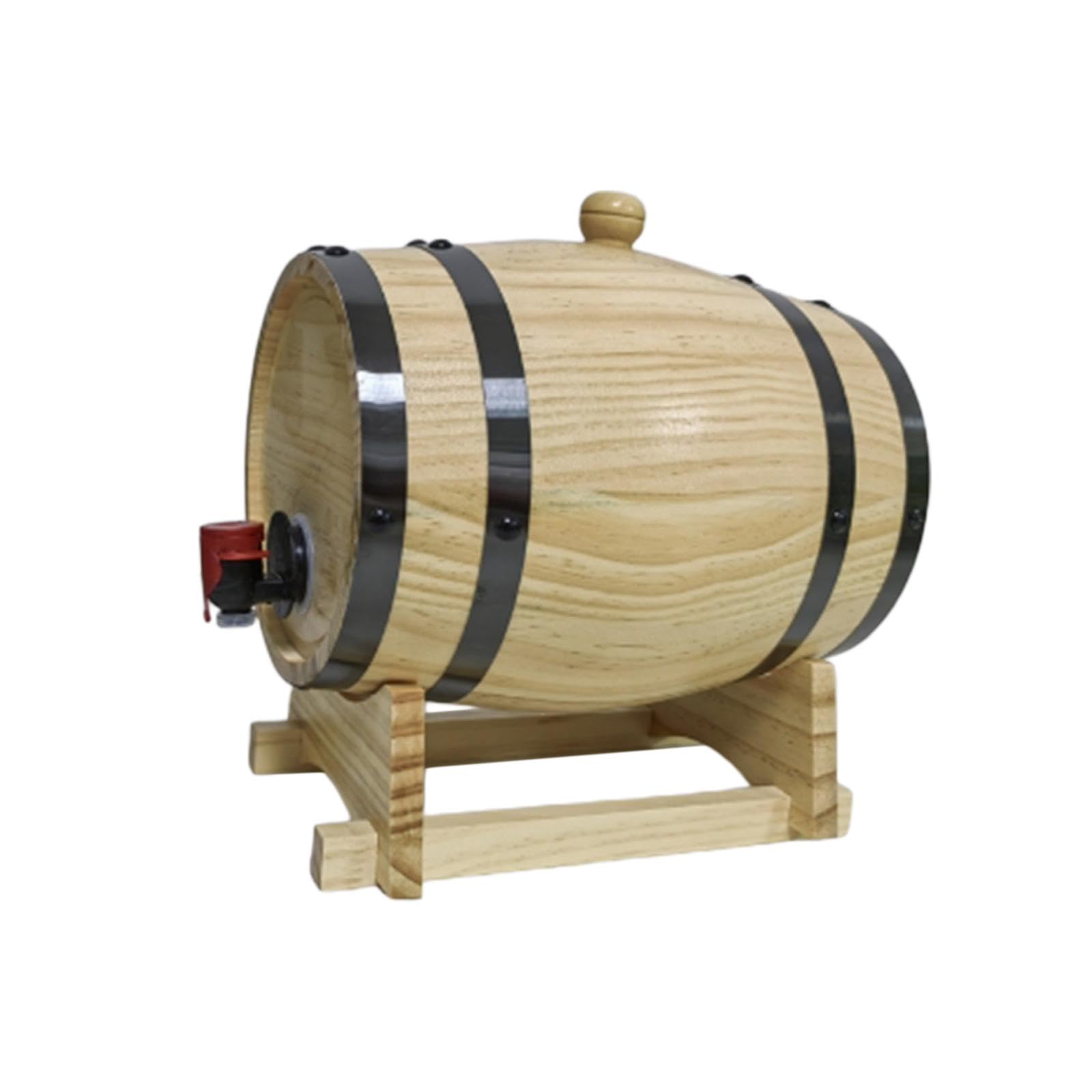 MagiDeal 1L / 1.5L / 3L Whisky Tonneau à Vin, Grande Capacité avec Robinet Tonneau à Vin en Chêne Vieillissement avec Support Tonneau à Vin en Chêne, 1l