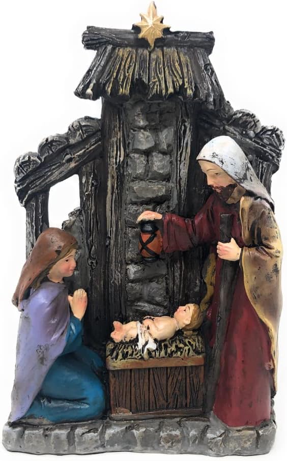 Hanna's Handiworks Holy Family Nativity Tabletop, Joseph, Mary, Baby Jesus in Manger
