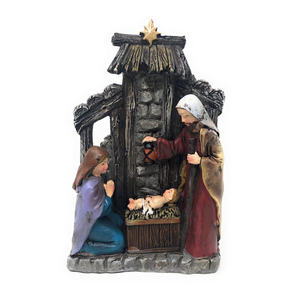 Hanna's Handiworks Holy Family Nativity Tabletop, Joseph, Mary, Baby Jesus in Manger